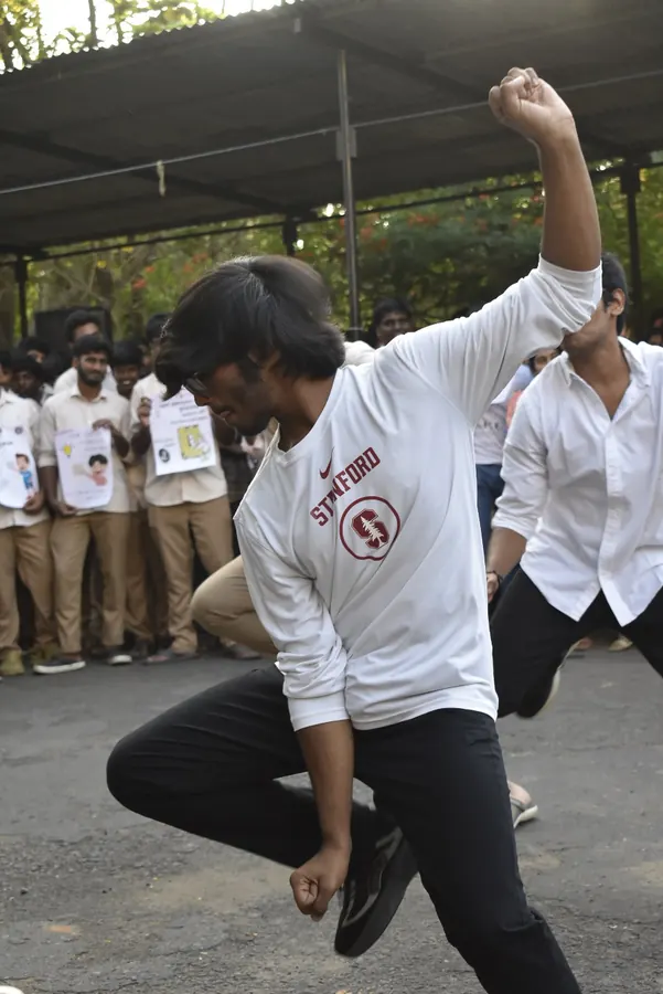 Suhas dancing in a campus flashmob